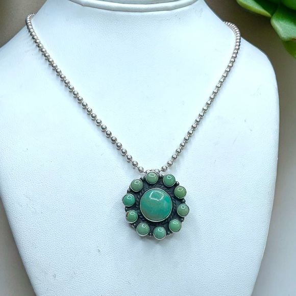 🌺Vintage Navajo Betta Lee Turquoise Necklace/Brooch - Picture 6 of 13